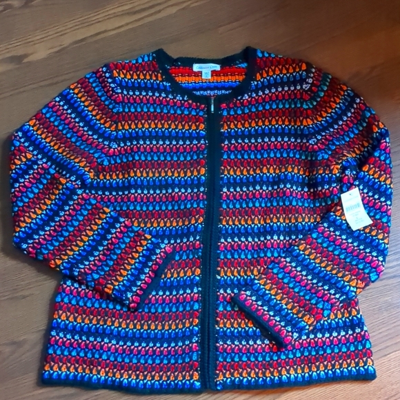 Coldwater Creek NWT Holiday Brights Festive  Cardigan     L - Picture 3 of 4